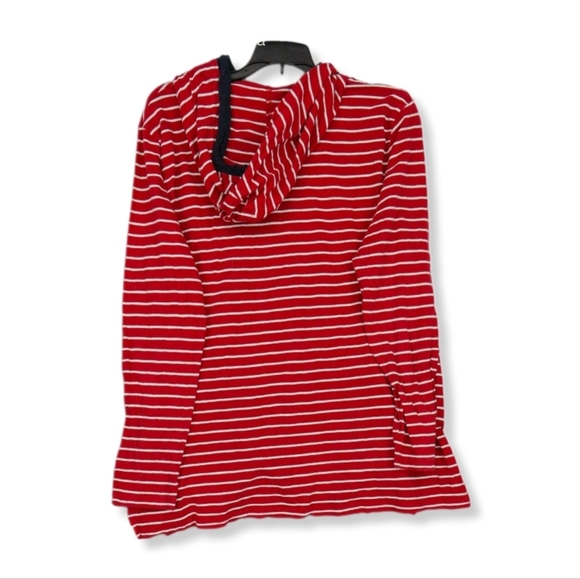 Tommy Hilfiger Women's Plus Size Striped hooded 3/4 zip Sweater - Picture 4 of 4